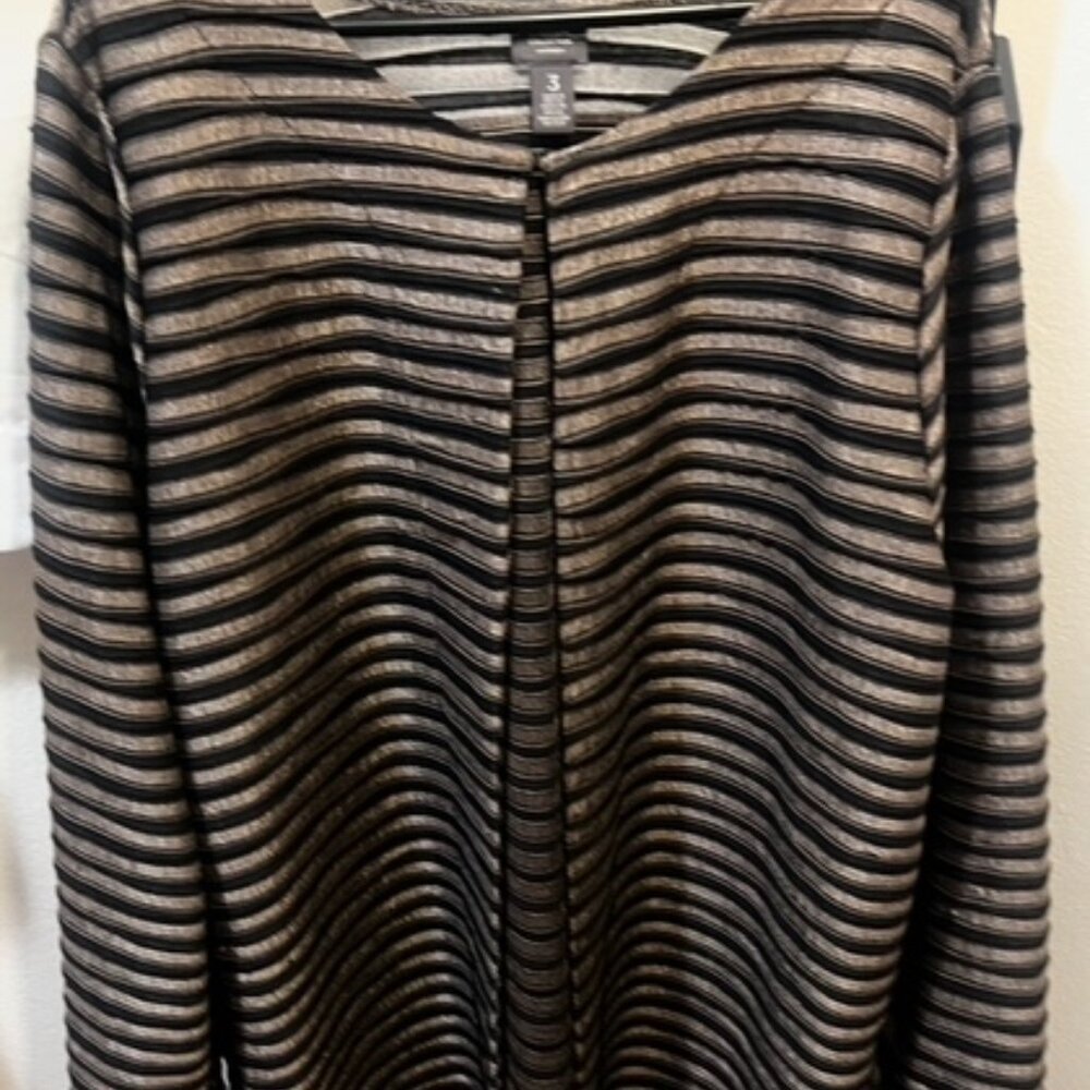 SOLD Chicos TRAVELERS Collection - Classic Striped Mesh Sheer Open Front